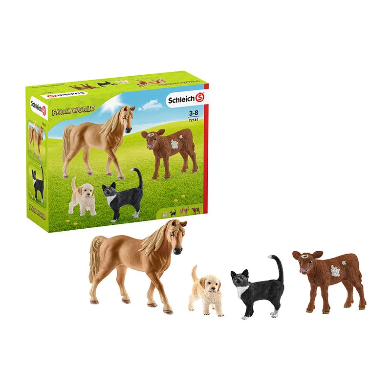 4 Animaux Cheval/Chiot/Chat/Veau - Farm World-1