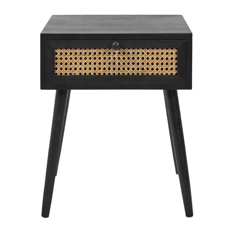 Table de chevet Cannage Noir - 40x50x30cm-2