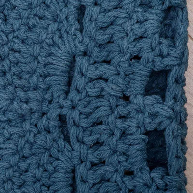 Tapis Coton crochet Alma Bleu - ø120cm-3