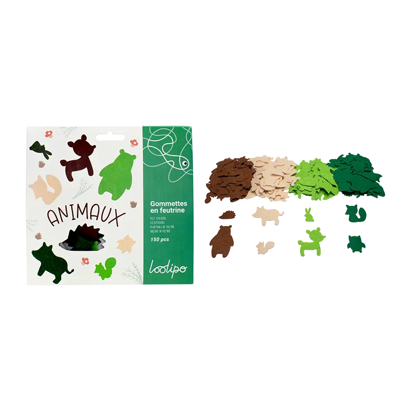 Gommettes feutrine Animaux 150pcs – 3+-0