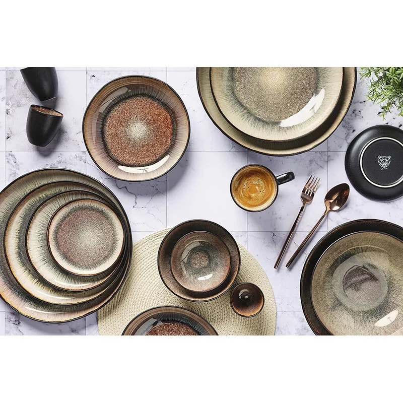 6 Assiettes Iris Marron sauvage-6
