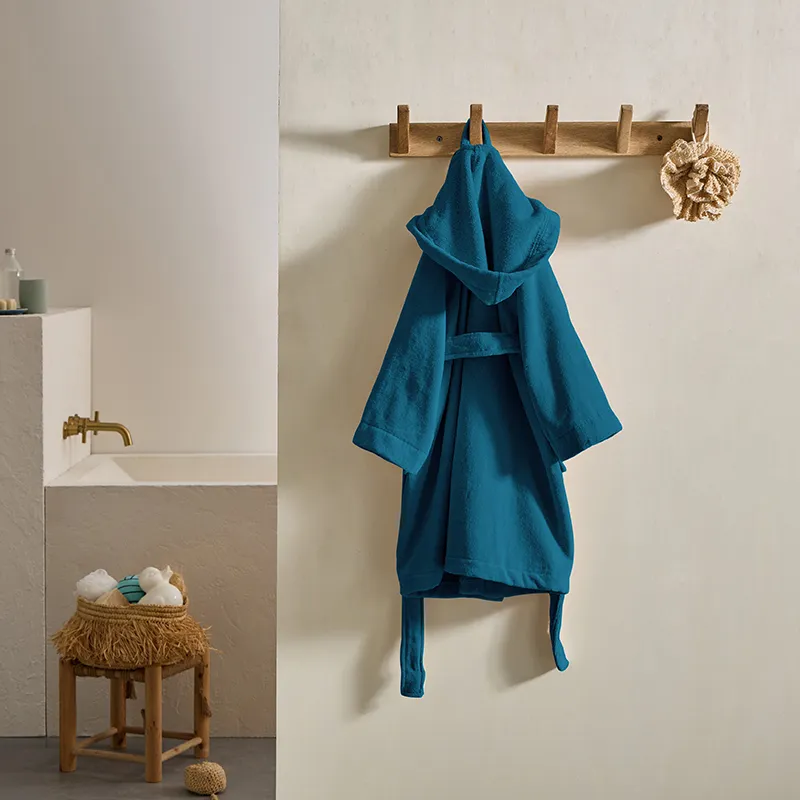 Peignoir Enfant Coton - Pétrole-0
