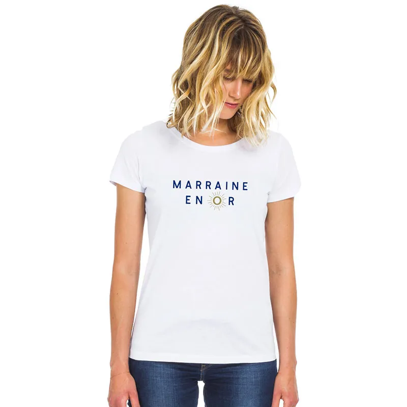 T-shirt Femme Marraine en or BIO - Blanc-0