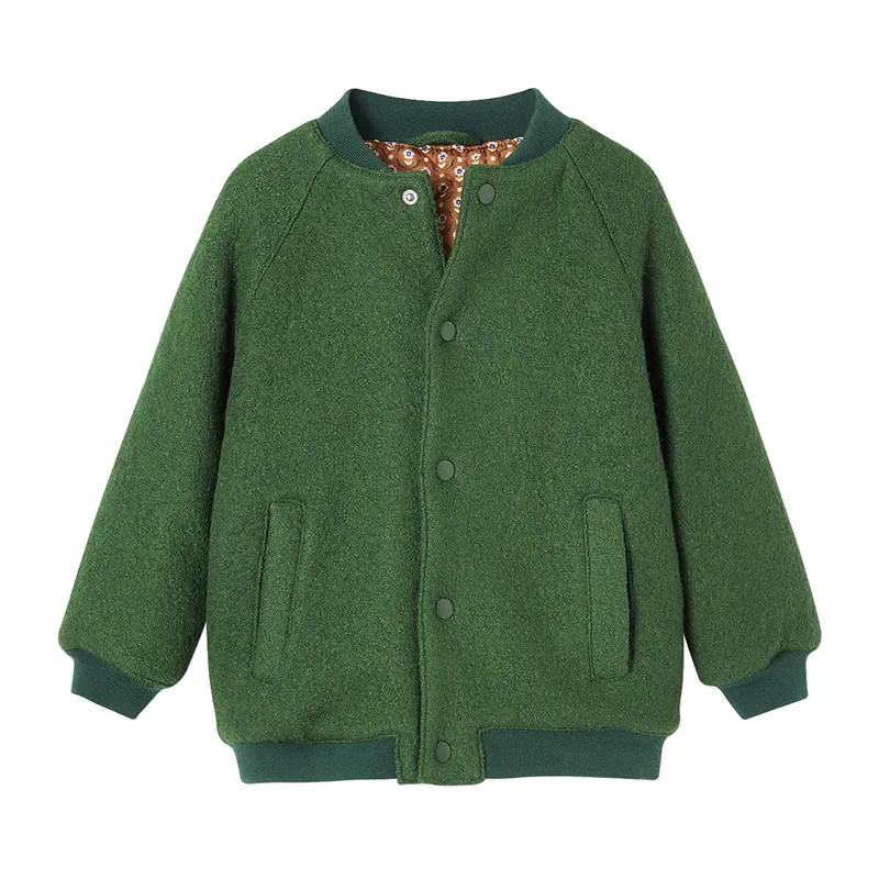 Manteau style teddy fille en lainage bouclettes - Vert-0