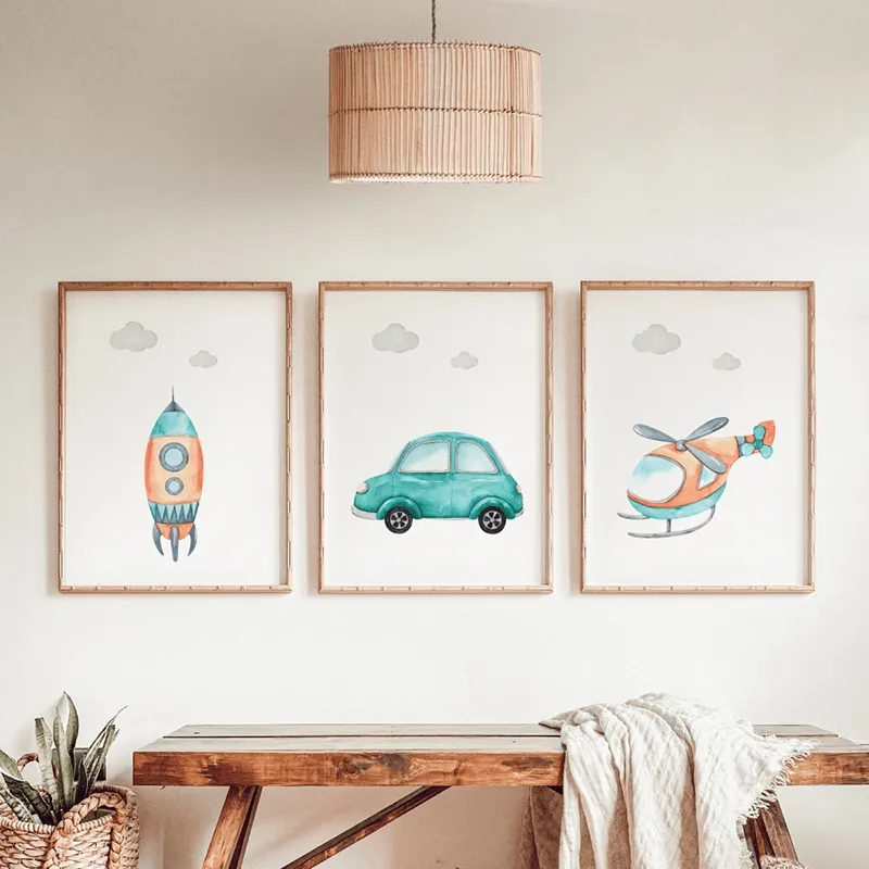 Trio d'affiches Fusèe et Hélicoptère - Plusieurs formats dispos.-0