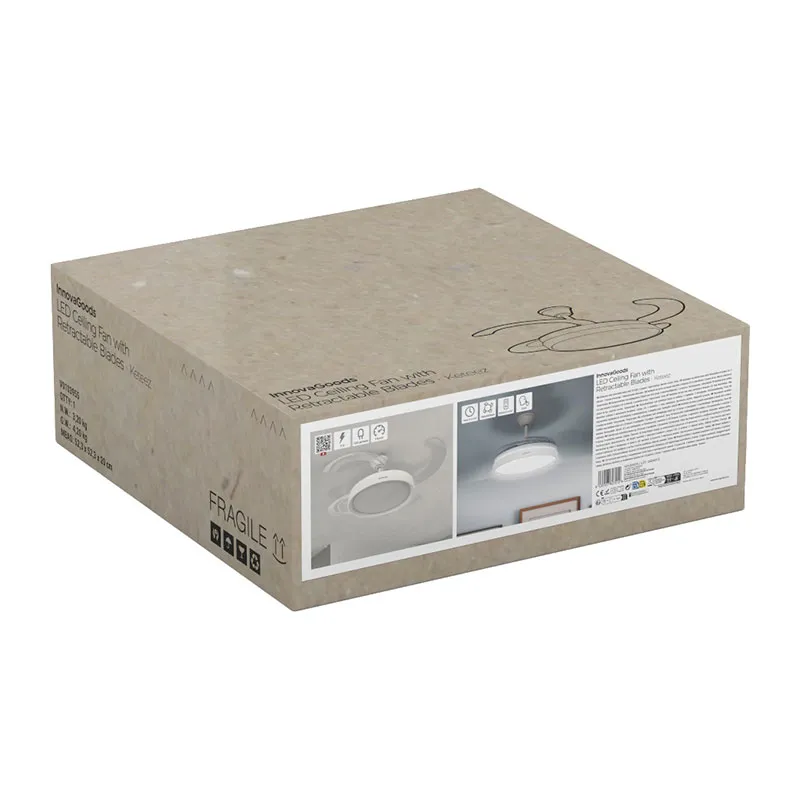 Ventilateur de Plafond 72W + Lumière LED + 4 Pales Rétractables Blanc - Ø49-104cm-7
