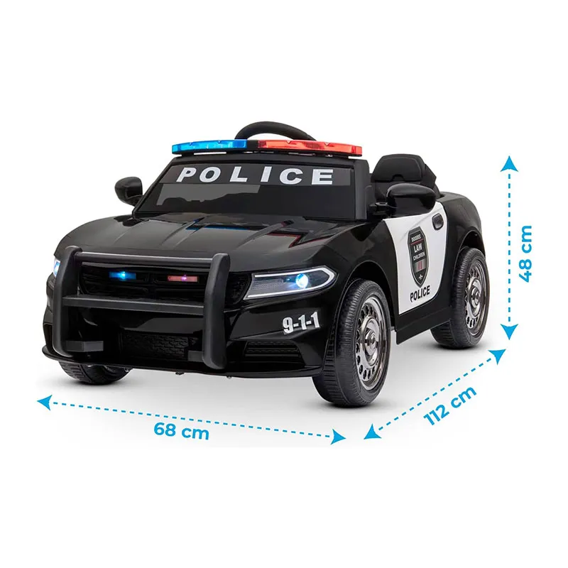 Voiture électrique Police Noir - 36m+-2