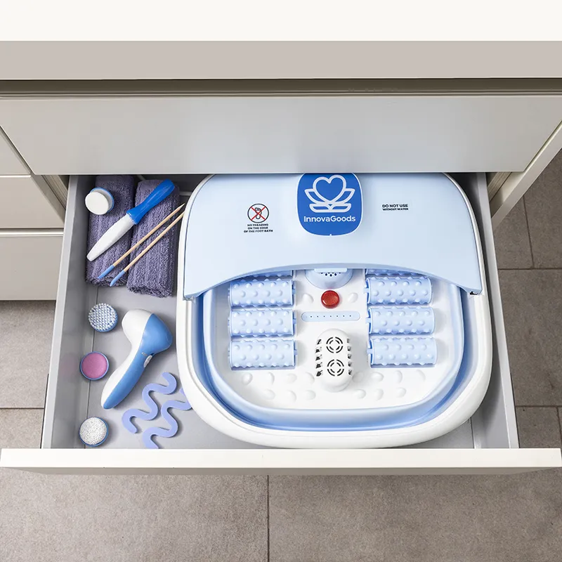 Spa pieds pliable avec rouleaux et hydromassage Footopy - Bleu/Blanc-5