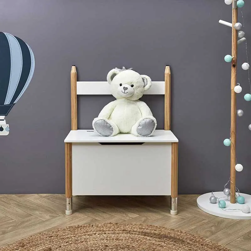Banc coffre Crayon Bois/Blanc - 60x80x34cm-1