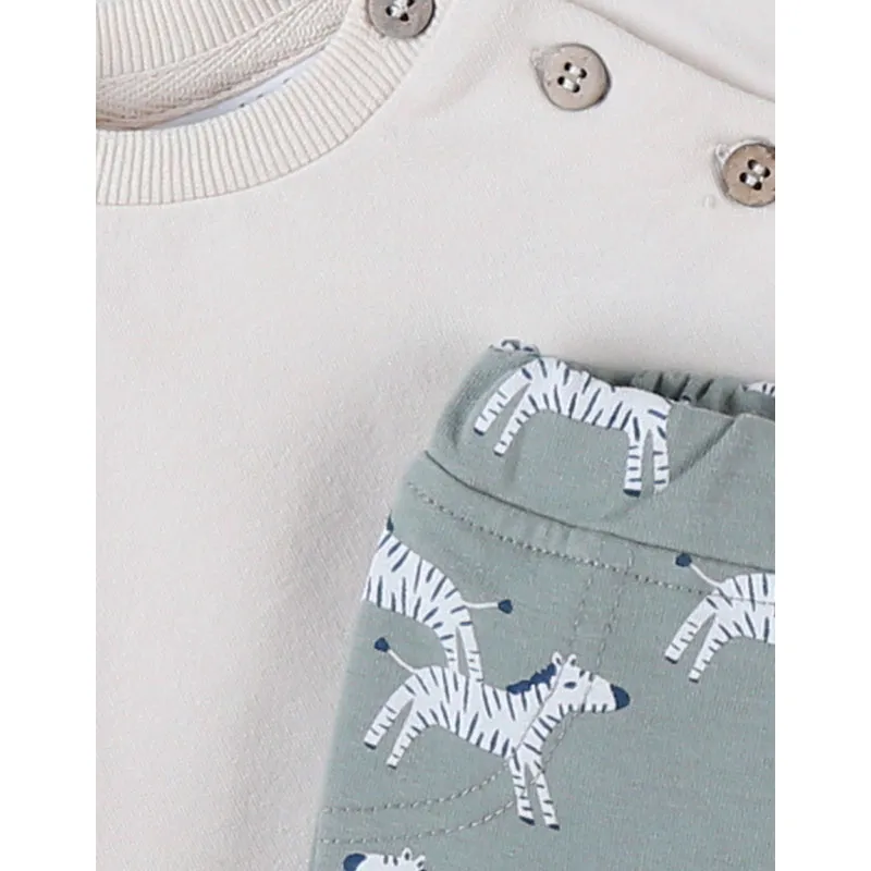 Sweat + Legging Zèbre - Vert/Beige-2