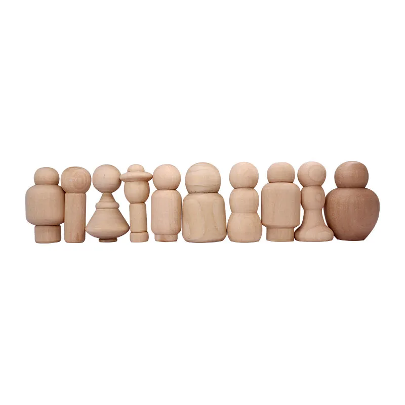 Personnages en bois à décorer Fantaisie 7cm 10pcs - 3+-4
