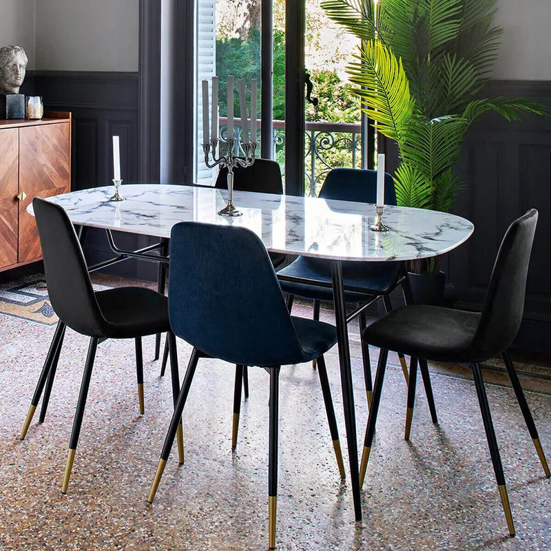 2 Chaises velours Tyka Noir/Doré - 45x51x87cm-5