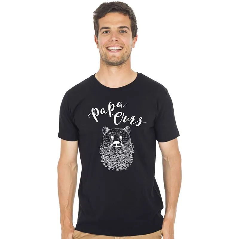 T-shirt Homme Papa ours BIO - Noir-0