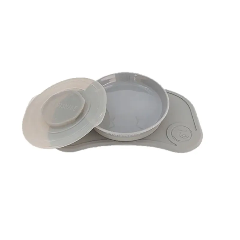 Plateau + Assiette antidérapant Click Mat Mini Gris - 6m+-0