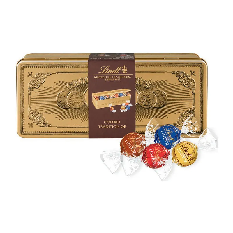 Lindor Coffret métal or boules chocolats assortis - 400g-0