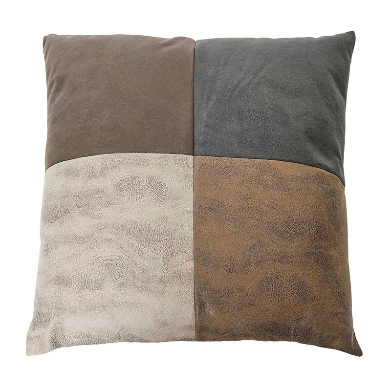 Coussin Patchwork déhouss. Marron/Beige - 40x40cm-1