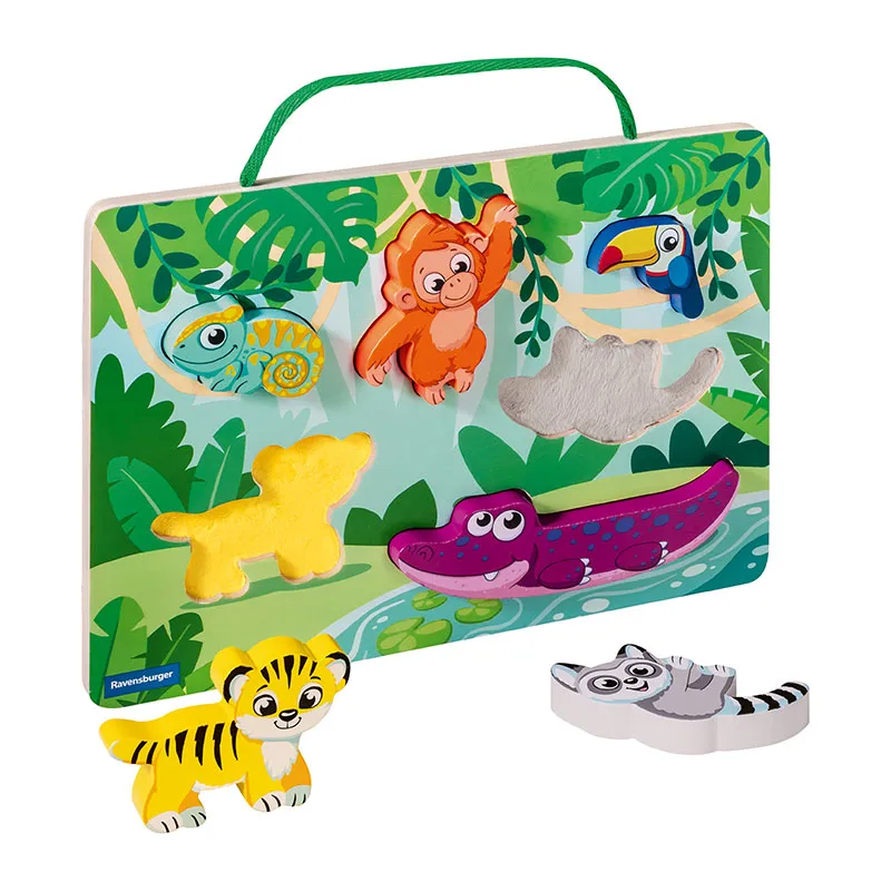 Puzzle en bois sensoriel & aimanté Jungle Play + - 12m+-0