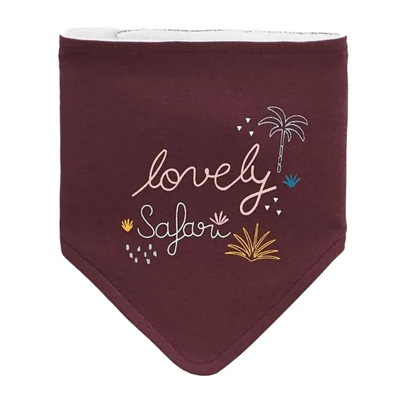 3 Bavoirs bandana Lovely Safari - Bleu canard/Écru/Bordeaux-3