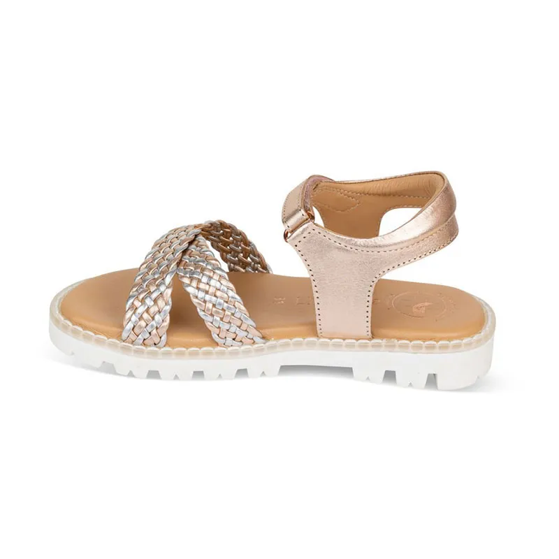 Sandales à scratch Louise Cuir - Doré rose-3