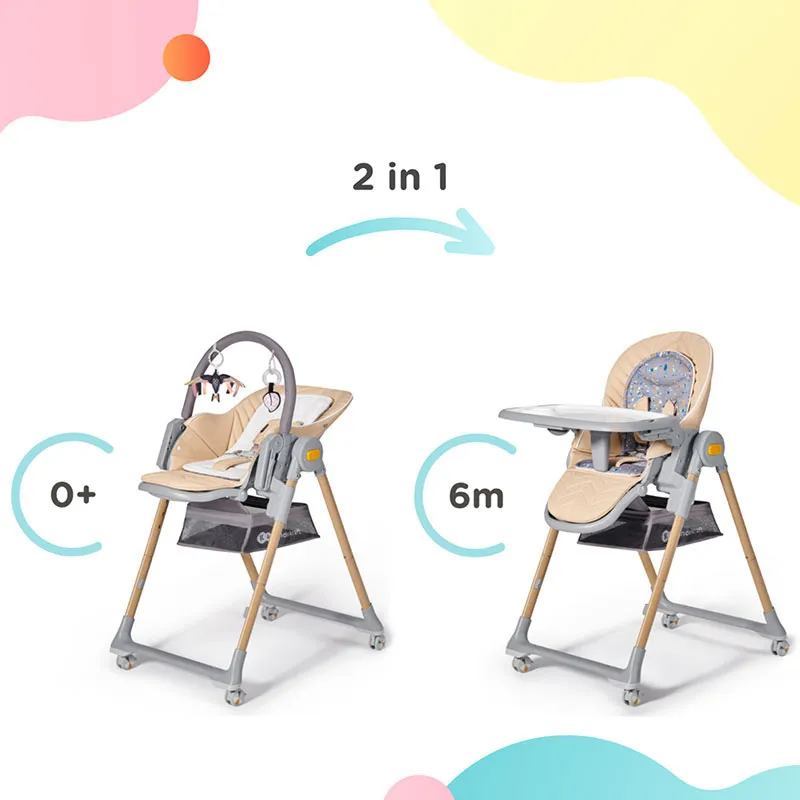 Chaise Haute Pliante Lastree Beige/Bois - 0m+-9