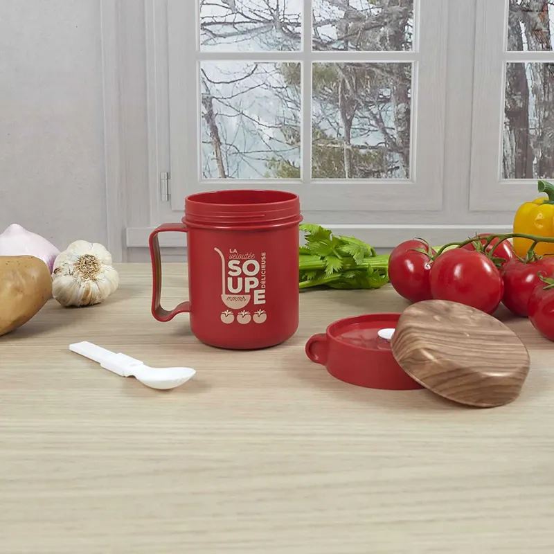 Mug & cuillere à soupe transportable Aléat. - 50cl-1