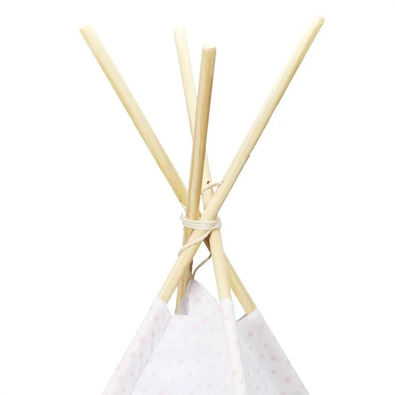 Tipi Blanc à pois Rose - 120x120x160cm-3