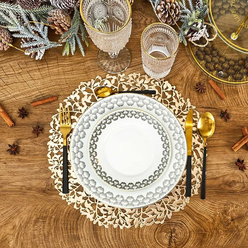 6 Sets de table Doré - Ø38cm-1
