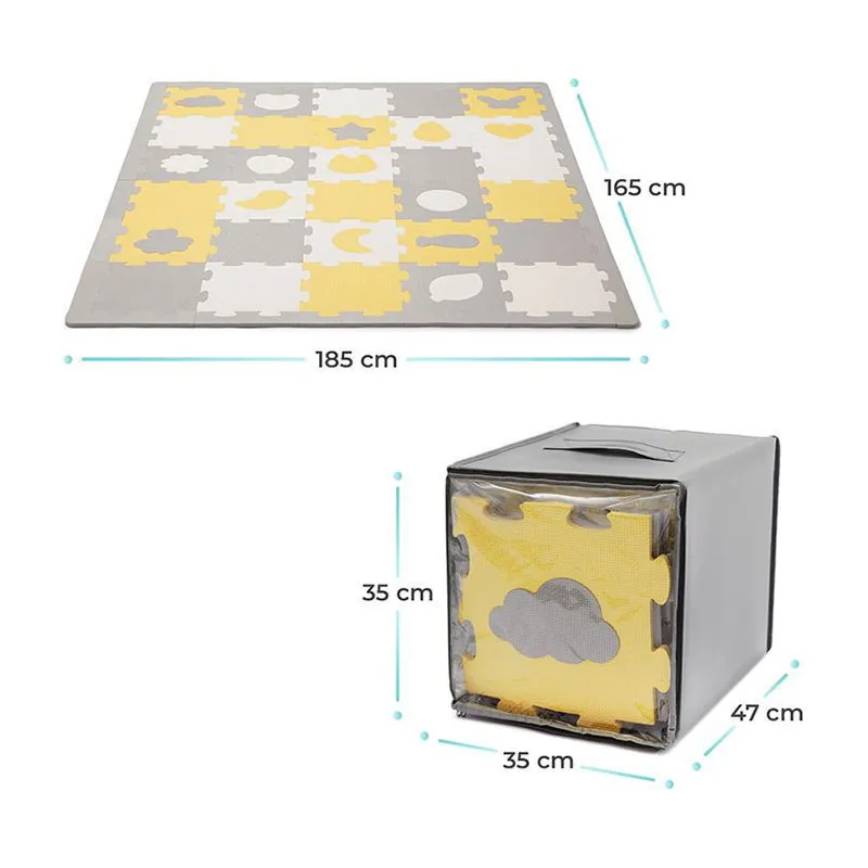 Tapis puzzle mousse Luno Shapes Jaune 165x185cm - 0m+-5