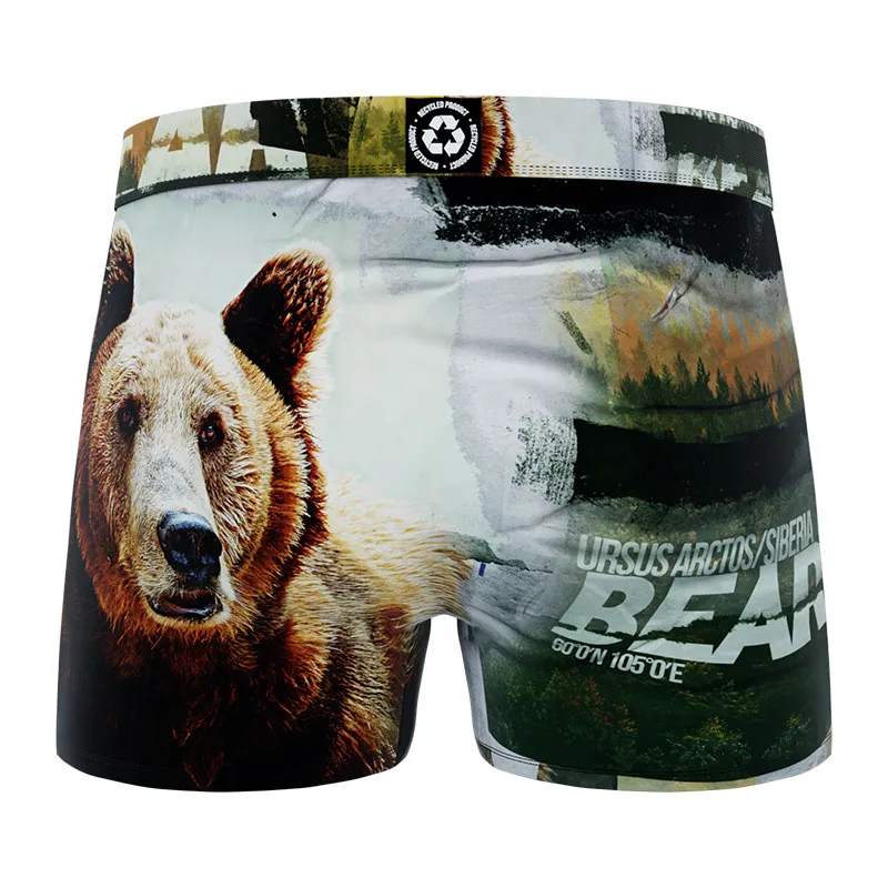 4 Boxers polyester recyclé Homme Animal Sauvage - Jaune/Blanc/Rouge/Orange-2