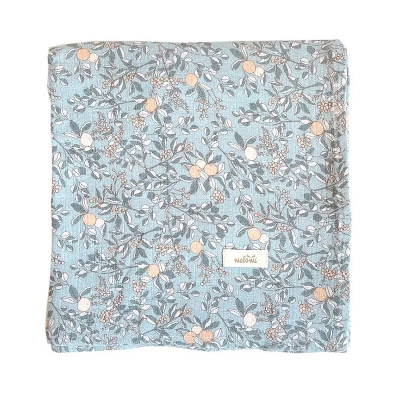 Maxi lange Bambou/Coton Abricot Pétrole - 120x120cm-0