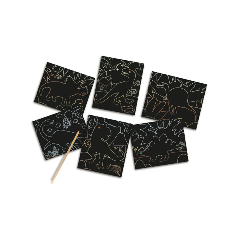 Cartes à gratter phospho Dinosaures 7pcs - 36m+-1