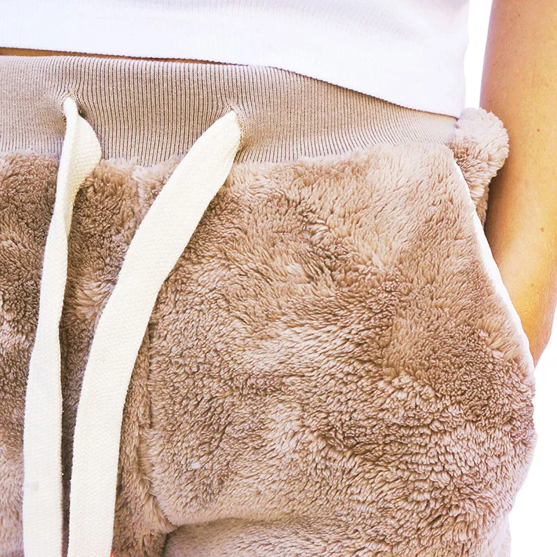 Jogging polaire Cosy Femme - Camel/Blanc cassé-2