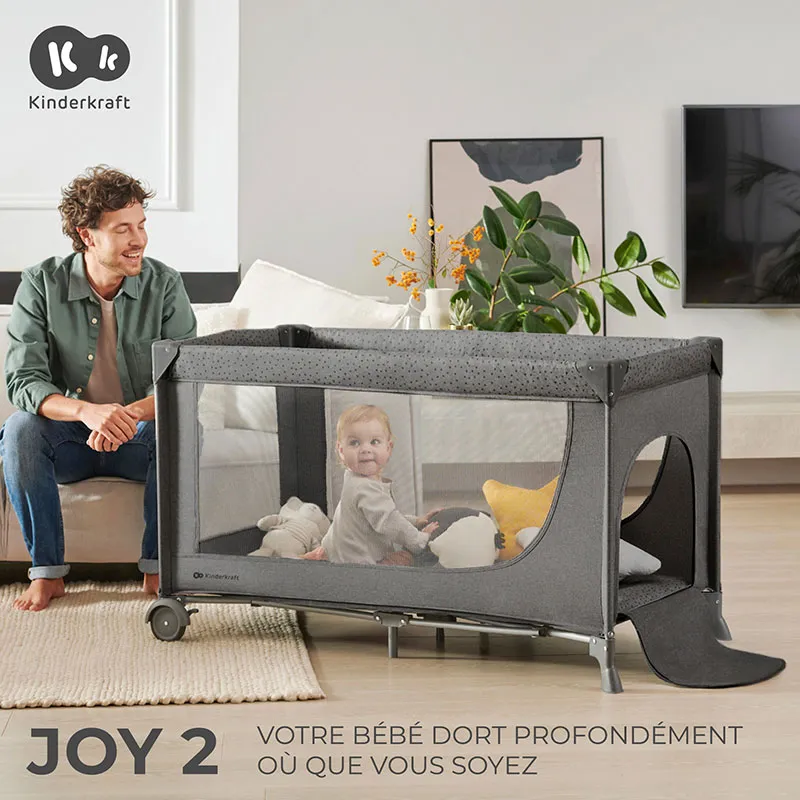 Lit parapluie 2en1 JOY 2 Gris foncé - 0m+-9