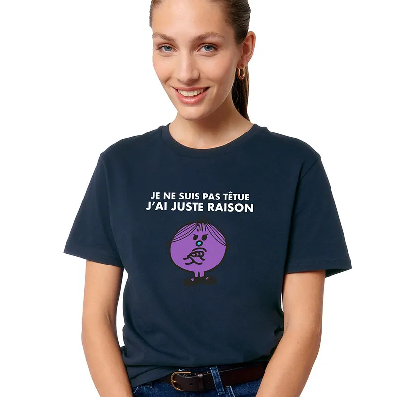 T-shirt Femme BIO Je ne suis pas têtue j'ai juste raison - Navy-0