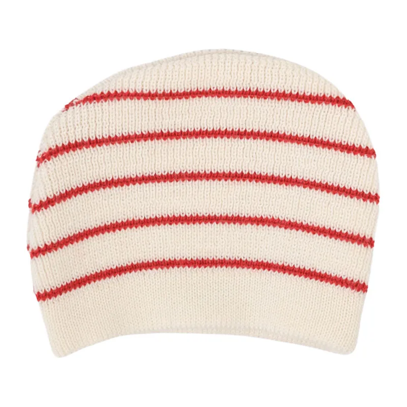 Bonnet rayé  - Écru rayé rouge basque-1