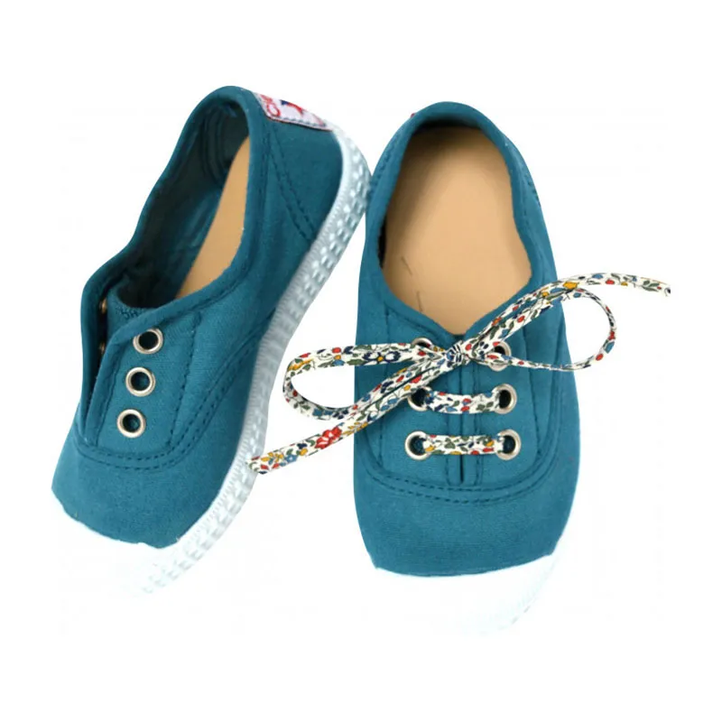 Chaussures baskets tennis en TOILES à lacets et élastiques - Bleu pétrole-0