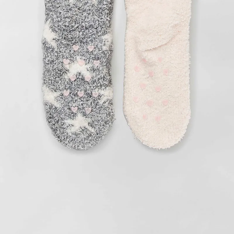 Chaussette anti-dérapantes Étoiles/Licorne Kiabi - Gris/Rose-1