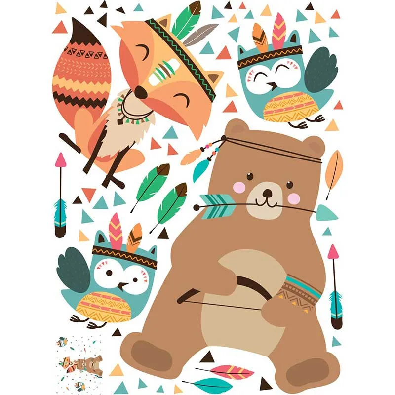 Stickers - Ourson & Animaux indiens-3
