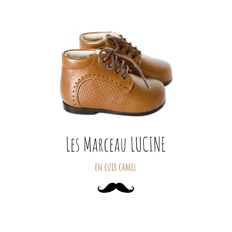 Chaussures bébé bottillons à lacets Marceau - Cuir Camel-1