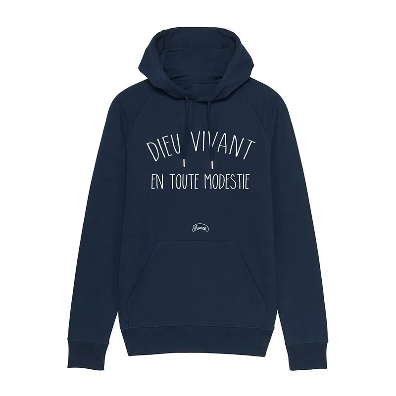 Hoodie Homme Dieu vivant en toute modestie - Navy-0