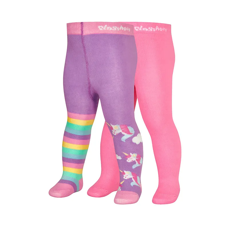 2 Collants Licorne - Violet/Rose-0
