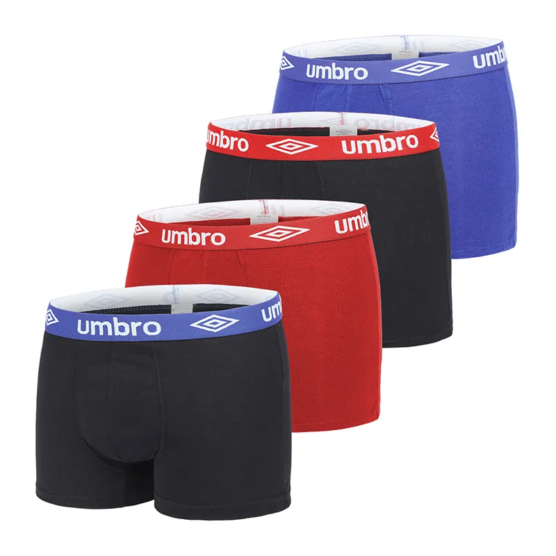4 Boxers Homme Umbro - Noir/Bleu/Rouge-0