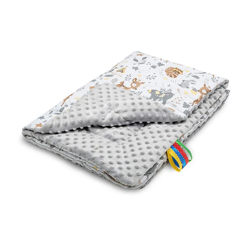 Couverture Minky Bambi Beige/Gris - 75x100cm-0