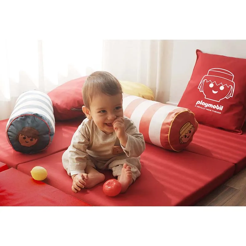 Coussin Coton Playmobil dessin Rouge - 45x45cm-2
