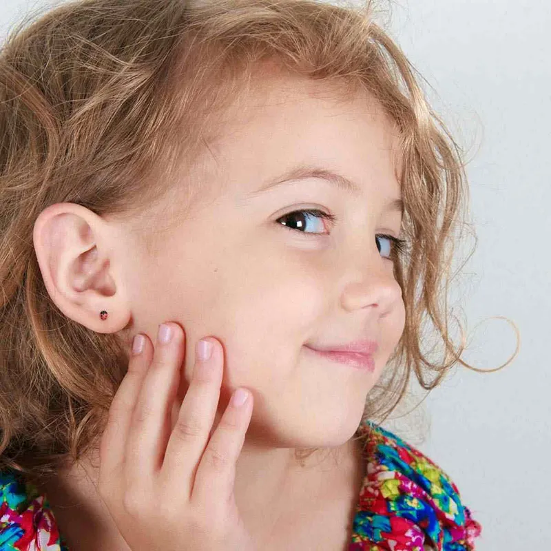 Puces d'oreilles enfant Happy coccinelle - Or Jaune 375/1000-1