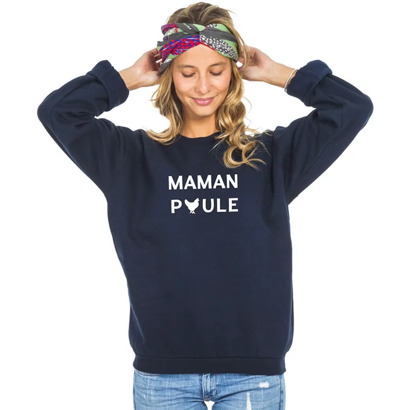 Sweat Femme Maman Poule 2 - Navy-0