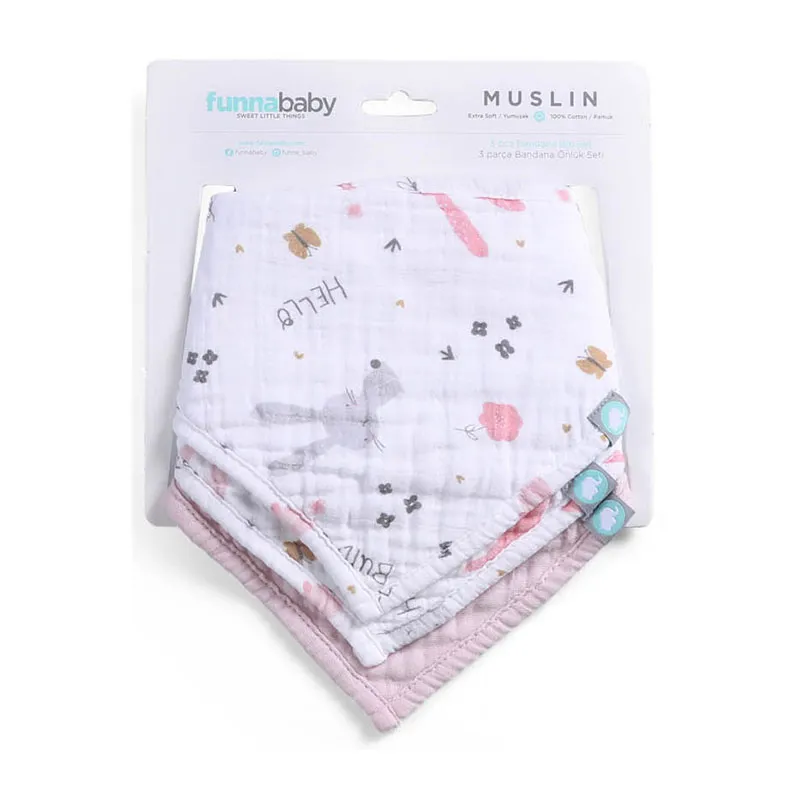 3 Bavoirs bandana Coton Lapin - 0-12m-1