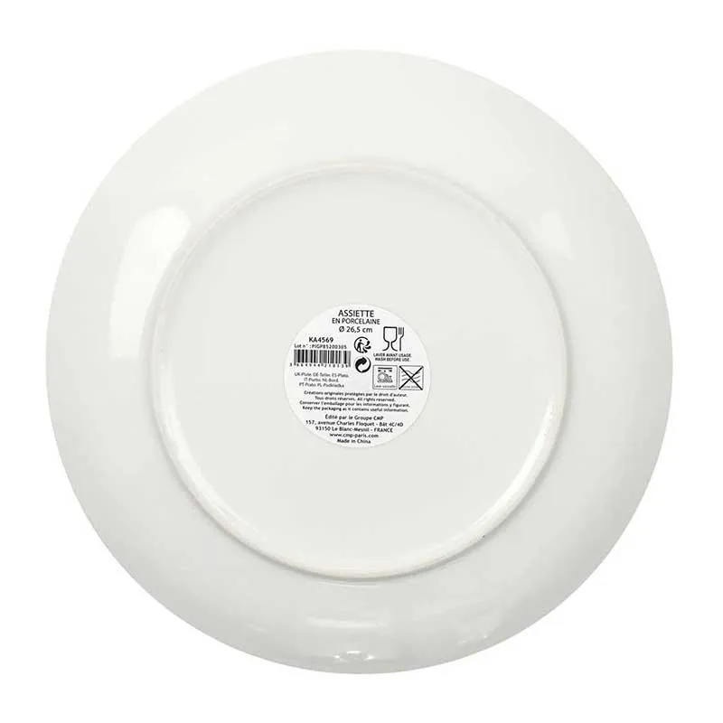 6 Assiettes liseré Blanc/Doré - Ø26cm-3