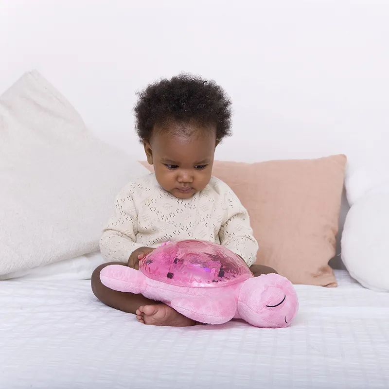 Peluche veilleuse Musicale Tortue Rose - 30x20x8cm-4