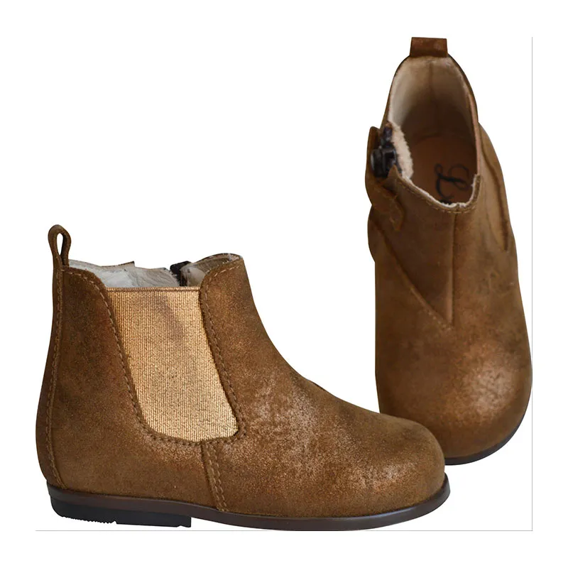 Boots bottines SOUPLES élastique - Cuir Camel irisé-1